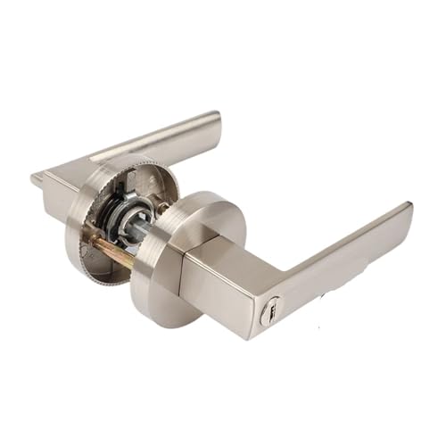 GUOQGXAY Kugelgriffschloss Zinklegierungsgriff Schlafzimmertürschloss Gangschloss Zimmertürschloss Dreipoliges Griffschloss(Brushed silver ET with key) von GUOQGXAY