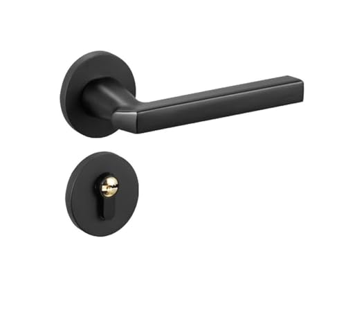 GUOQGXAY Minimalistisches magnetisches, geräuschloses Türschloss aus Massivholz, Zinklegierung, verdicktes Zimmertürschloss, Büro-/Wohnungs-Innentürschloss(SP366Zinc Alloy Black) von GUOQGXAY