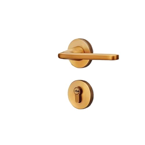 GUOQGXAY Schlafzimmer Türschloss Innen Magnetisches Leises Split Lock Einfache Tür Zinklegierung Türgriff Mechanisches Holztürschloss(Huanggu 01 218) von GUOQGXAY