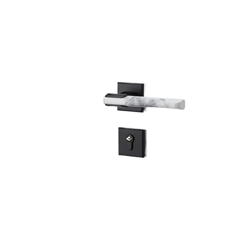 GUOQGXAY Schlafzimmertürschloss Innen Magnetisches leises Holztürschloss Haushalts-Split-Schloss Leichtes Luxus-Zimmertürschloss Modernes Türgriffschloss(Black Marble Silent 35-50mm) von GUOQGXAY