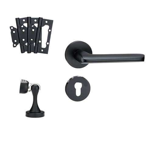 GUOQGXAY Schwarzes Innentürschloss, Aluminium, magnetischer Griff, Türspaltgriff, Schlafzimmer, Türschloss, leises Holztürschloss (431 Leerzeichen, schwarze Verpackung) von GUOQGXAY