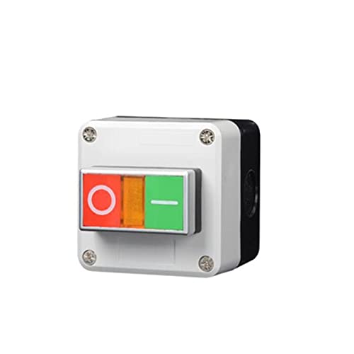 GUOQGXAY Steuerkasten mit Lichtschalter 24 V/220 V mit Not-Aus-Taste, selbstrückstellender Industrieschalter, wasserdichter Kasten(2 Red and Green,220V) von GUOQGXAY