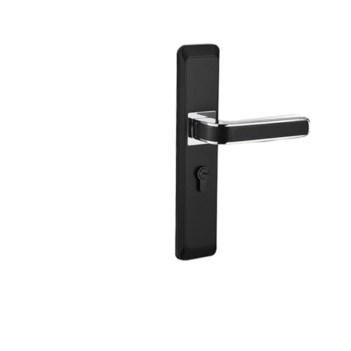 GUOQGXAY Türschloss Innen Schwarz Schlafzimmer Holz Türschloss Engineering Stille Griff Hardware Lock Griff Mechanische Türschloss(D Black Chrome T07 216) von GUOQGXAY