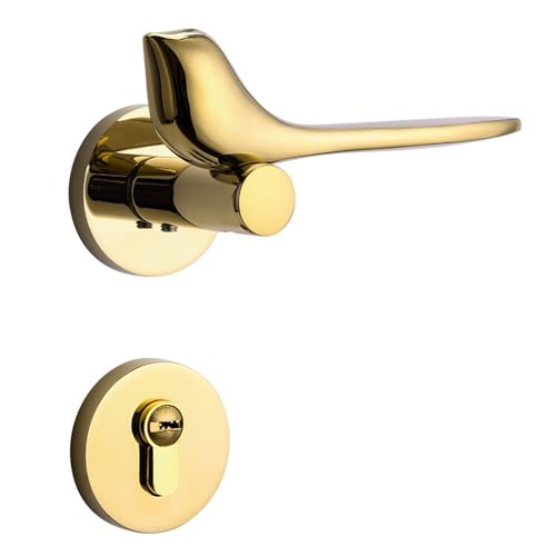 GUOQGXAY Amerikanisches Türschloss for den Innenbereich, leises magnetisches Schlafzimmertürschloss, goldenes PVD-Vogel-Haushalts-einfaches geteiltes Schloss(Golden Magnetic) von GUOQGXAY