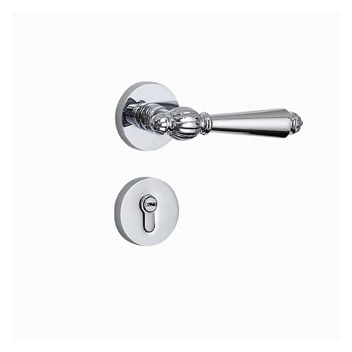 GUOQGXAY Türschloss für Schlafzimmer, einfach, magnetisch, leise, Zinklegierung, Türgriff, silberfarben, Türschloss aus gespaltenem Holz (Bright to 7250 drei Prong Lock) von GUOQGXAY