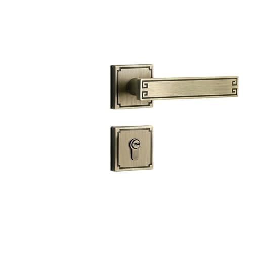 GUOQGXAY Innentürschloss im chinesischen Stil for Schlafzimmer, Schwarze Zinklegierung, massiver Griff, Griffschloss mit Kupferkern, geräuschloses Türschloss(Bronze A Split Lock) von GUOQGXAY