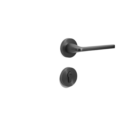 Perlgraues Schlafzimmerschloss for den Innenbereich, Haushaltstürschloss aus Holz, magnetisch, geräuschlos, geteiltes Türschloss(F73 59 black nickel single lock) von GUOQGXAY