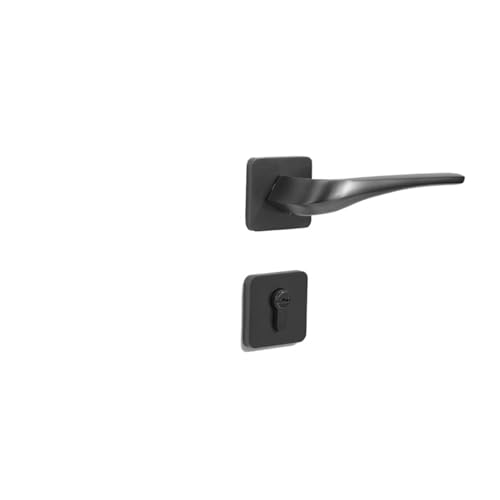 Perlgraues Schlafzimmerschloss for den Innenbereich, Haushaltstürschloss aus Holz, magnetisch, geräuschlos, geteiltes Türschloss(F78 L56 black nickel single lock) von GUOQGXAY
