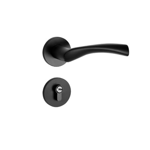 Schwarzes geteiltes Schloss, leises Türschloss for Innenräume, Schlafzimmer, Haushalt, magnetisches Holztürschloss, Türgriff, Griffschloss(Sand black 5845 three prong) von GUOQGXAY