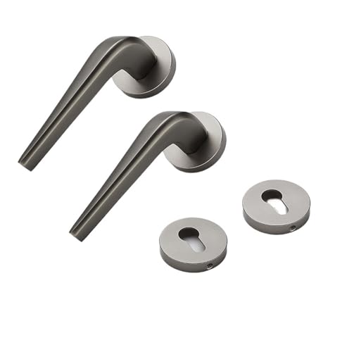 Türschloss Schlafzimmer Schwarz Solid Space Aluminium Haushalt Magnetisches Türschloss Innentür Holztürgriff(DFT41 S432 space gray) von GUOQGXAY