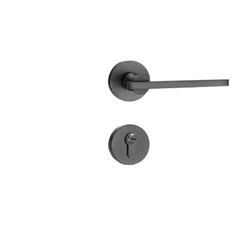 Türschloss für Innenbereich, Schlafzimmer, Schwarz, geteiltes Schloss, Zinklegierung, minimalistischer Kupfergriff, magnetisch, leises Türschloss (stahlgrau, reines Kupfer 7255) von GUOQGXAY