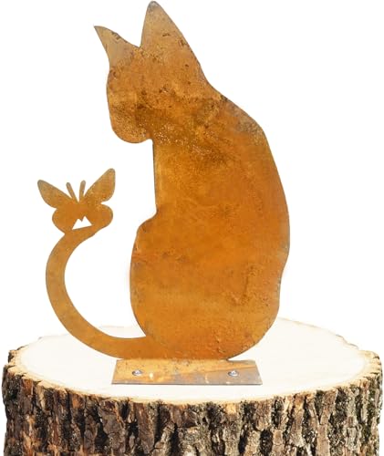 GUOSIYAO Katze Gartendeko Rost Gartenstecker Katze Edelrost Rost Gartenstecker Metall Zum Stecken In Rostoptik Deko Rostoptik Für Garten Balkon & Terrasse Weihnachtsdekoration von GUOSIYAO