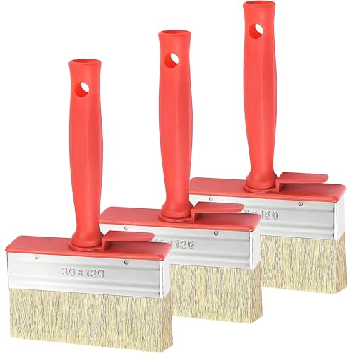 Malerpinsel Set Flachpinsel Kreidefarbe Borstenpinsel 30 * 120mm Lasurpinsel Mit Kunststoffgriff Lackpinsel Für LöSemittelhaltige Lacke Wand Möbel Zaun Holz Malen Acryl 3stk von GUOSIYAO