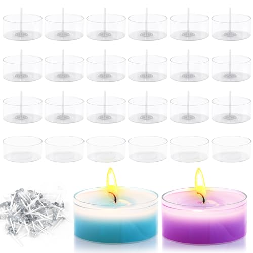 Teelichthalter Set Kerzengläser Runden 50Stk Teelichtgläser Windlicht Set Mit Dochtekerzenbecher Für Dekoration Hochzeiten Partys Und Tischdekorationen Kerzen Herstellen 38x18 mm von GUOSIYAO