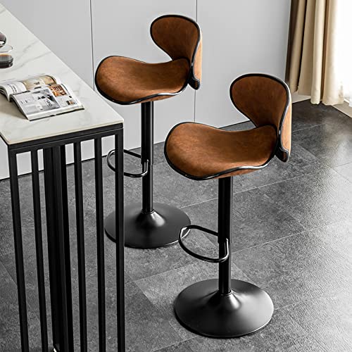 GUOWENHA Barhocker 2er Set Verstellbare Drehbar Thekenhöhe Barhocker Kunstleder Hoch Küchenhocker mit Rückenlehnen Frühstück Barstühle von GUOWENHA