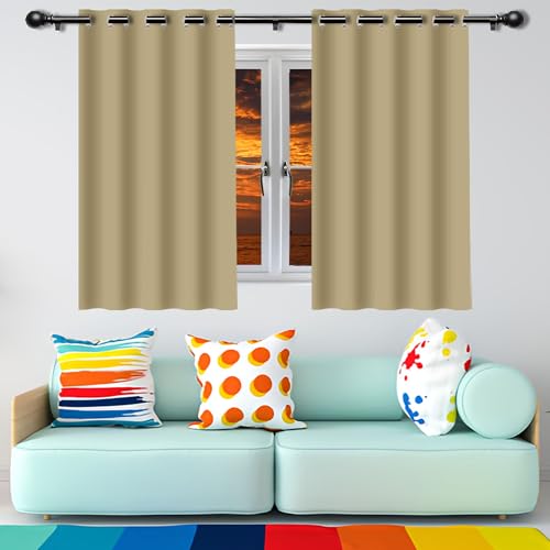 GUOYFEN Verdunklungsvorhänge Blickdicht 124 x 156 cm Thermogardine Kälteschutz Warm Hitzeschutz Gardine Vorhang mit Ösen/Hitze Ösenschal mit Ösen, Waschbar für Schlafzimmer, Creme Farben von GUOYFEN