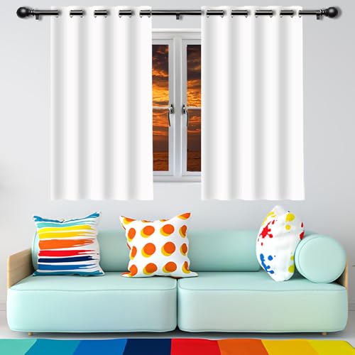 GUOYFEN Verdunklungsvorhänge Blickdicht 135 x 154 cm Thermogardine Kälteschutz Warm Hitzeschutz Gardine Vorhang mit Ösen/Hitze Ösenschal mit Ösen, Waschbar für Schlafzimmer, Weiß von GUOYFEN