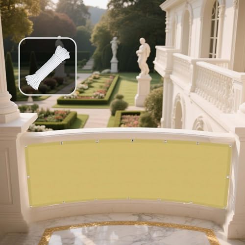 Sonnenschutz Sonnensegel 280 x 530 cm Rechteckig Wasserdicht 98% UV Schutz Segel Baldachin Segeltuch inkl Befestigungsseile für Garten Terrasse, Sandgelb von GUOYFEN