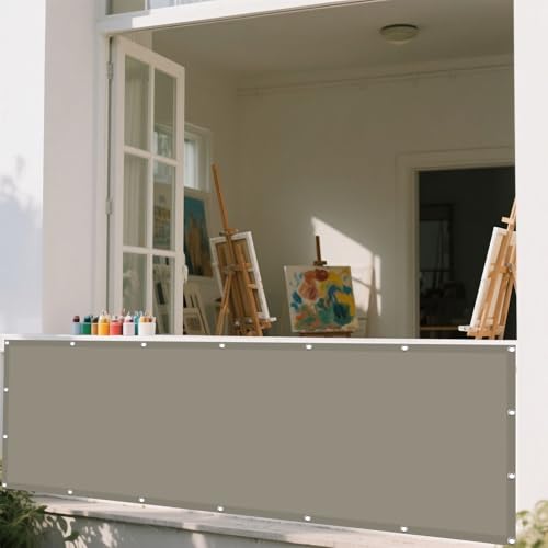 Sonnensegel 110 x 535 cm Rechteckig Wasserdicht Sonnenschutz Windschutz Rechtwinklig Markise Ohne Bohren mit Ösen Segeltuch für Garten Terrasse Outdoor Camping, Taupe von GUOYFEN
