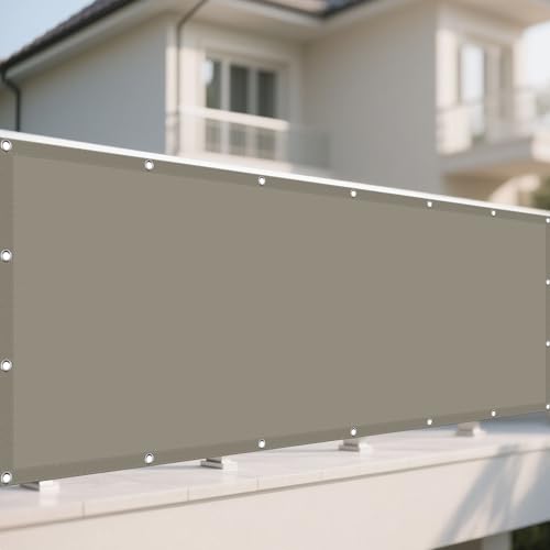 Sonnensegel 140 x 375 cm Rechteckig Wasserdicht 98% UV Schutz Sunprotect Outdoor Schattiernetz Vielen Größen mit Spannseilen für Garten Balkon & Terrasse, Taupe von GUOYFEN
