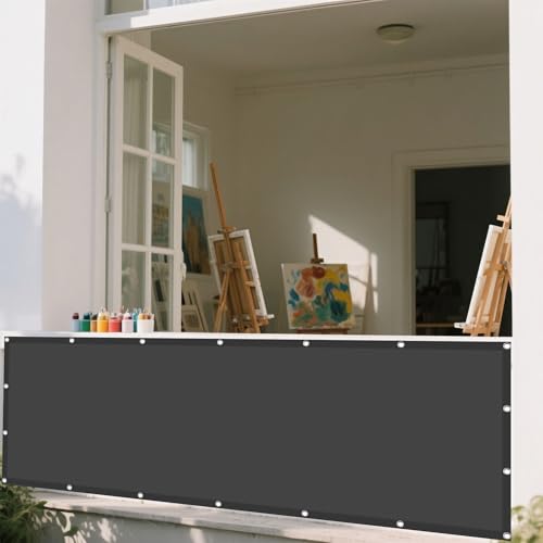 Sonnensegel 150 x 575 cm Rechteckig Wasserdicht Sonnenschutz Windschutz Rechtwinklig Markise Ohne Bohren mit Ösen Segeltuch für Garten Terrasse Outdoor Camping, Dunkelgrau von GUOYFEN