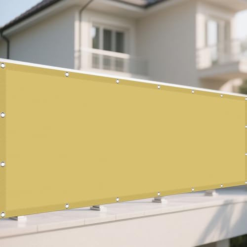 Sonnensegel 170 x 215 cm Rechteckig Wasserdicht 98% UV Schutz Sunprotect Outdoor Schattiernetz Vielen Größen mit Spannseilen für Garten Balkon & Terrasse, Sandgelb von GUOYFEN
