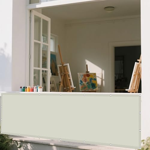 Sonnensegel 170 x 455 cm Rechteckig Wasserdicht Sonnenschutz Windschutz Rechtwinklig Markise Ohne Bohren mit Ösen Segeltuch für Garten Terrasse Outdoor Camping, cremefarben von GUOYFEN