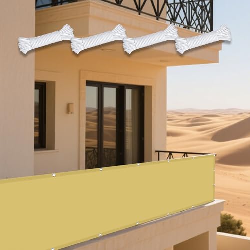 Sonnensegel 240 x 280 cm Rechteckig Wasserdicht 98% UV Schutz Schatten Mesh Abdeckung mit Ösen Seil PES Polyester UV Schutz Ohne Bohren für Garten Balkon, Sandgelb Sonnensegel 240 x 280 cm Rechteckig Wasserdicht 98% UV Schutz Schatten Mesh Abdeckung mit Ösen Seil PES Polyester UV Schutz Ohne Bohren für Garten Balkon, Sandgelb von GUOYFEN