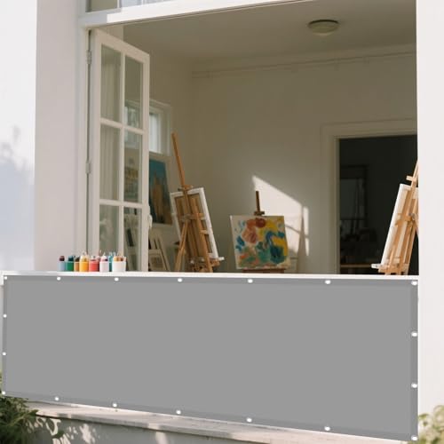Sonnensegel 450 x 465 cm Rechteckig Wasserdicht Sonnenschutz Windschutz Rechtwinklig Markise Ohne Bohren mit Ösen Segeltuch für Garten Terrasse Outdoor Camping, Hellgrau von GUOYFEN
