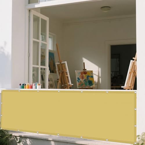 Sonnensegel 490 x 505 cm Rechteckig Wasserdicht Sonnenschutz Windschutz Rechtwinklig Markise Ohne Bohren mit Ösen Segeltuch für Garten Terrasse Outdoor Camping, Sandgelb von GUOYFEN