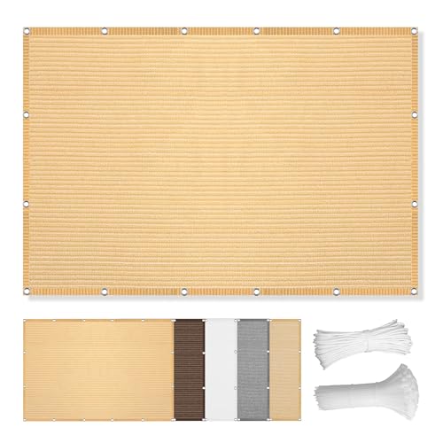 Sonnensegel Balkon 290 x 350 cm Rechteckig Atmungsaktiv Sonnenschutz Windschutz Sonnenplane Rechteckige Markise mit Spannseilen mit Ösen für Garten Terrasse, Creme Farben von GUOYFEN