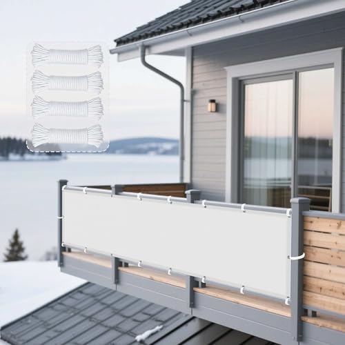Sonnensegel Balkon 65 x 800 cm Rechteckig Wasserdicht Sonnenschutz Windschutz Sonnenschutz Wetterschutz Segel mit Ösen Ohne Bohren mit Seil für Terrasse Garten, Weiß Sonnensegel Balkon 65 x 800 cm Rechteckig Wasserdicht Sonnenschutz Windschutz Sonnenschutz Wetterschutz Segel mit Ösen Ohne Bohren mit Seil für Terrasse Garten, Weiß von GUOYFEN