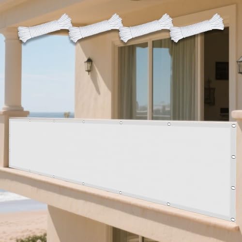 Sonnensegel Rechteckig 180 x 180 cm Rechteckig Wasserdicht 98% UV Schutz Sonnenschutz Schattensegel Vielen Größen mit Spannseilen für Terrasse Garten, Weiß von GUOYFEN
