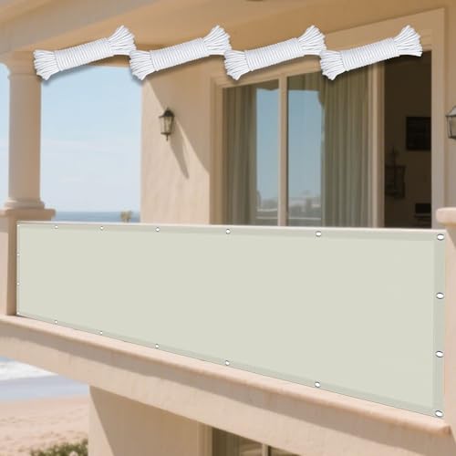 Sonnensegel Rechteckig 200 x 270 cm Rechteckig Wasserdicht 98% UV Schutz Sonnenschutz Schattensegel Vielen Größen mit Spannseilen für Terrasse Garten, cremefarben von GUOYFEN