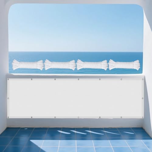 Sonnensegel Rechteckig 240 x 445 cm Rechteckig Wasserdicht 98% UV Schutz Segeltuch Pergola Vielen Größen mit Spannseilen für Außenbereich Garten, Weiß von GUOYFEN