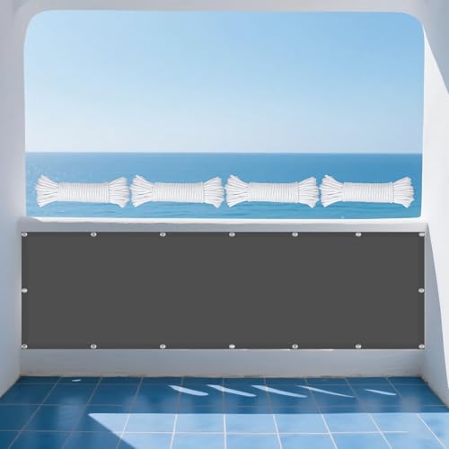 Sonnensegel Rechteckig 350 x 355 cm Rechteckig Wasserdicht 98% UV Schutz Segeltuch Pergola Vielen Größen mit Spannseilen für Außenbereich Garten, Dunkelgrau von GUOYFEN