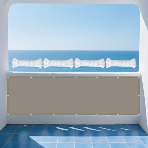Sonnensegel Rechteckig 360 x 425 cm Rechteckig Wasserdicht 98% UV Schutz Segeltuch Pergola Vielen Größen mit Spannseilen für Außenbereich Garten, Taupe von GUOYFEN