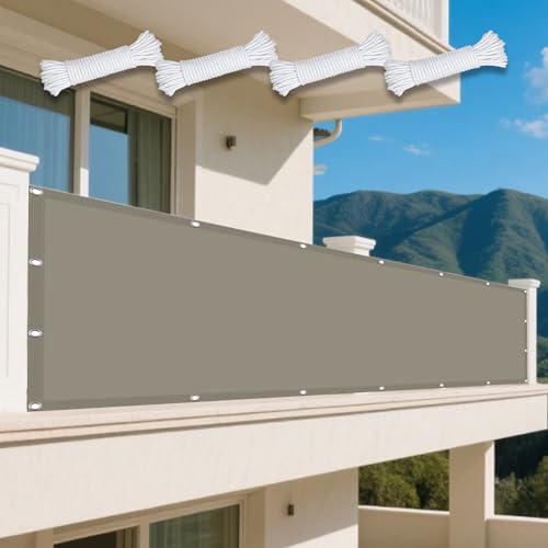 Sonnensegel Rechteckig mit Ösen 160 x 160 cm Rechteckig Wasserdicht 98% UV Schutz Markisenstoff Balkonverkleidung Vielen Größen mit Spannseilen für Garten Camping, Taupe von GUOYFEN