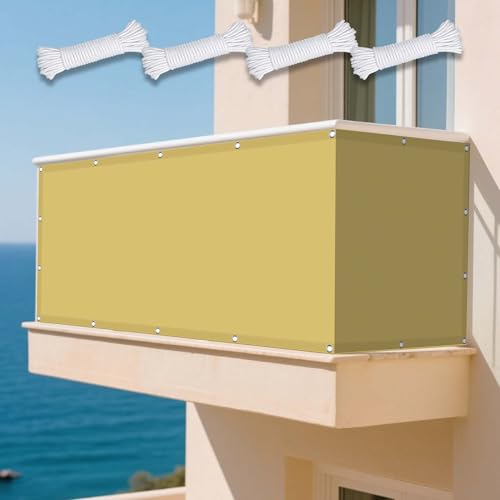 Sonnensegel Wasserdicht 165 x 310 cm Rechteckig Wasserdicht 98% UV Schutz Balkon Schattenspender Ohne Bohren mit Ösen Segeltuch für Draußen Patio Terrasse Camping, Sandgelb Sonnensegel Wasserdicht 165 x 310 cm Rechteckig Wasserdicht 98% UV Schutz Balkon Schattenspender Ohne Bohren mit Ösen Segeltuch für Draußen Patio Terrasse Camping, Sandgelb von GUOYFEN