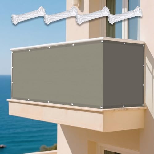 Sonnensegel Wasserdicht 185 x 330 cm Rechteckig Wasserdicht 98% UV Schutz Balkon Schattenspender Ohne Bohren mit Ösen Segeltuch für Draußen Patio Terrasse Camping, Taupe von GUOYFEN