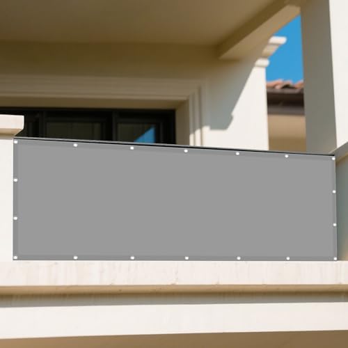 Sonnensegel Wasserdicht Rechteckig 110 x 355 cm Rechteckig Wasserdicht 98% UV Schutz Schattennetz mit Ösen mit Spannseilen mit Ösen für Garten Terrasse, Hellgrau von GUOYFEN