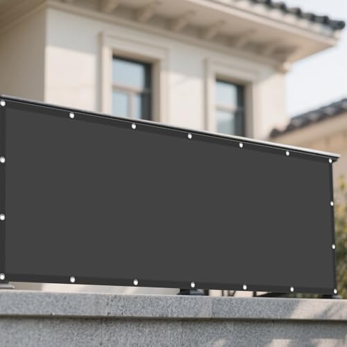 Sonnensegel Wasserdicht Rechteckig 372 x 385 cm Rechteckig Wasserdicht Sonnenschutz Windschutz Abdeckung Schattenstoff mit Ösen Und Befestigungsseile für Garten Terrasse, Dunkelgrau von GUOYFEN