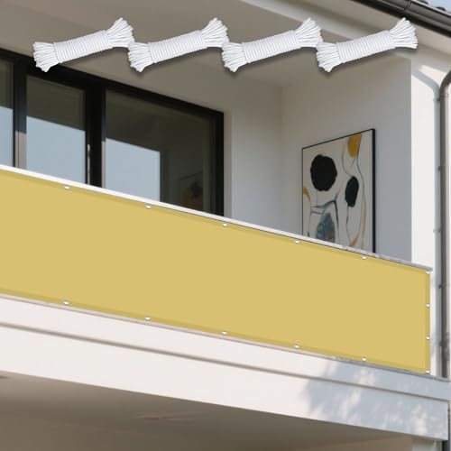 Sonnensegel Wasserdicht Rechteckig mit Ösen 360 x 410 cm Rechteckig Wasserdicht 98% UV Schutz Sichtschutz Windschutz Tarp Vielen Größen mit Spannseilen für Terrasse Balkon, Sandgelb Sonnensegel Wasserdicht Rechteckig mit Ösen 360 x 410 cm Rechteckig Wasserdicht 98% UV Schutz Sichtschutz Windschutz Tarp Vielen Größen mit Spannseilen für Terrasse Balkon, Sandgelb von GUOYFEN