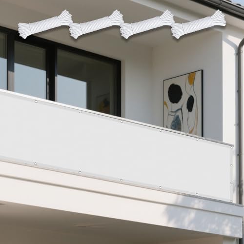 Sonnensegel Wasserdicht Rechteckig mit Ösen 400 x 550 cm Rechteckig Wasserdicht 98% UV Schutz Sichtschutz Windschutz Tarp Vielen Größen mit Spannseilen für Terrasse Balkon, Weiß Sonnensegel Wasserdicht Rechteckig mit Ösen 400 x 550 cm Rechteckig Wasserdicht 98% UV Schutz Sichtschutz Windschutz Tarp Vielen Größen mit Spannseilen für Terrasse Balkon, Weiß von GUOYFEN