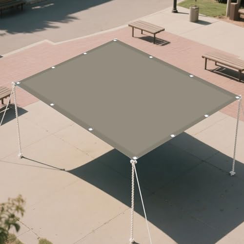 Sonnensegel mit Ösen 5 x 8 m Rechteckig Wasserdicht 98% UV Schutz Beschattungsnetz Sonnencreme Ohne Bohren mit Ösen Segeltuch für Garten Terrasse, Khaki von GUOYFEN