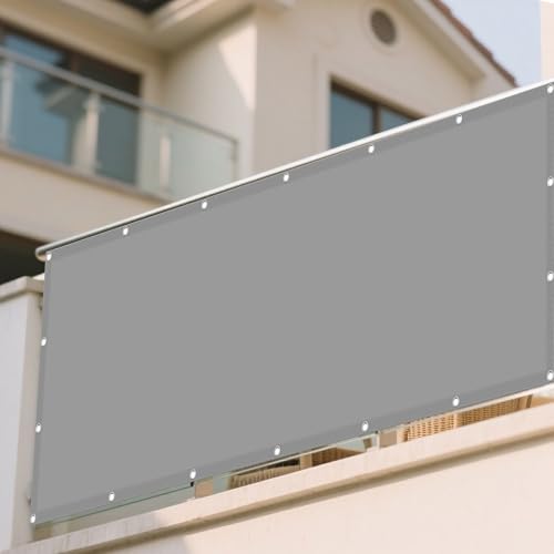 Wasserdicht Sonnensegel 135 x 185 cm Rechteckig Wasserdicht 98% UV Schutz Sichtschutz Balkon mit Ösen Reißfest Wetterfest UV Schutz Ohne Bohren für Terrasse Camping, Hellgrau von GUOYFEN