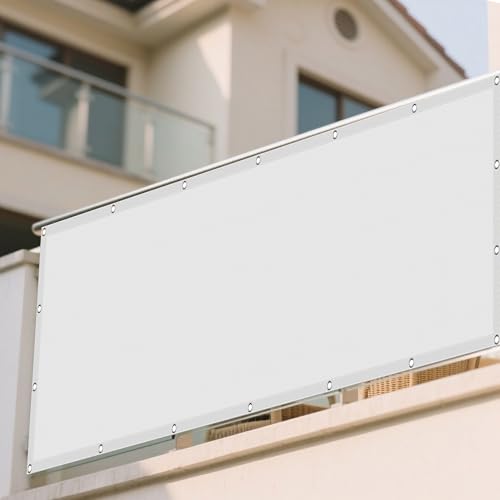 Wasserdicht Sonnensegel 205 x 375 cm Rechteckig Wasserdicht 98% UV Schutz Sichtschutz Balkon mit Ösen Reißfest Wetterfest UV Schutz Ohne Bohren für Terrasse Camping, Weiß von GUOYFEN