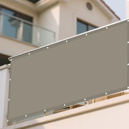 Wasserdicht Sonnensegel 235 x 355 cm Rechteckig Wasserdicht 98% UV Schutz Sichtschutz Balkon mit Ösen Reißfest Wetterfest UV Schutz Ohne Bohren für Terrasse Camping, Taupe von GUOYFEN