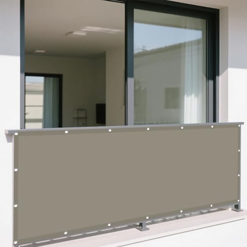Wasserdicht Sonnensegel 300 x 455 cm Rechteckig Wasserdicht Sonnenschutz Windschutz Sonnendach Beschattung mit Spannseilen mit Ösen für Patio Balkon Terrasse Camping, Taupe von GUOYFEN