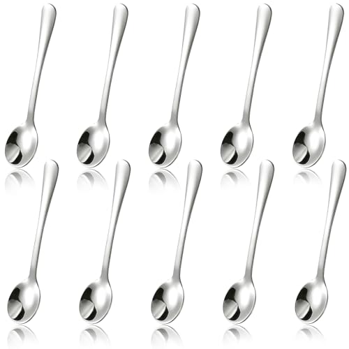 GUOYOU 10 Stück Kaffeelöffel 7.5CM Kaffeelöffel Edelstahl Dessertlöffel Teelöffel Espresso Löffel Klein für Hause/Restaurant/Hotel, Hochglanzpoliert & Spülmaschinenfest(Silber) von GUOYOU